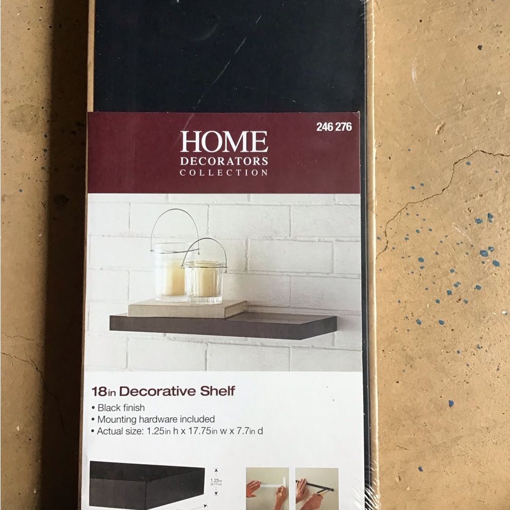 HOME DECORATORS COLLECTION 18in Black Decorative Shelf #246276